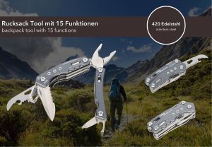 Herramienta de Mochila Troika con 15 Funciones - Multitool Esencial